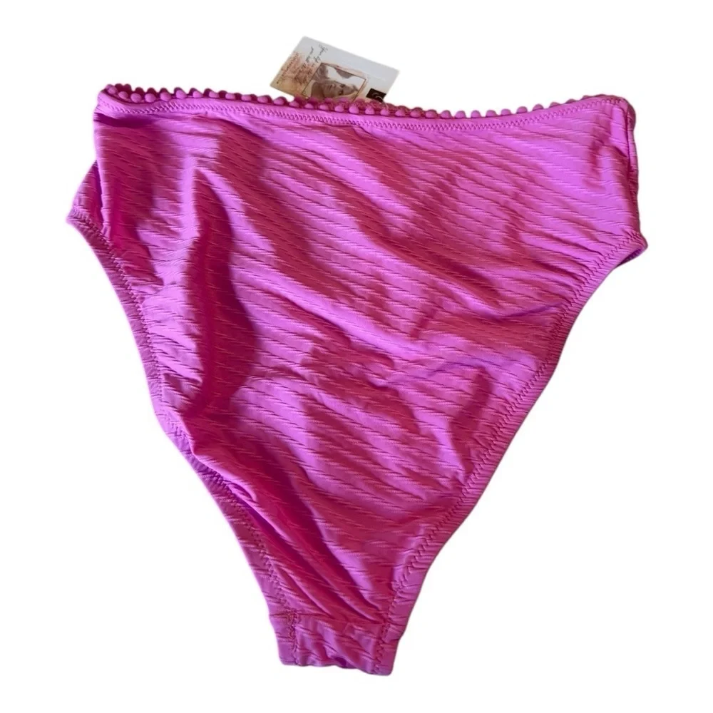 Jessica Simpson Pink Textured High Cut High Waist Bikini Separate NEW Size M